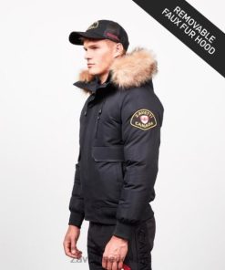 Zavetti Nederland | Zavetti abelli tech bont bomberjack met capuchon zwart alessandro ZNL48222