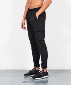 Zavetti Nederland | Zavetti zwarte alessandro blanco geweven cargobroek ZNL4815